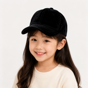 [KC인증] 남대문 유아동 벨벳 블랙 베이직 캡 모자 (52호)