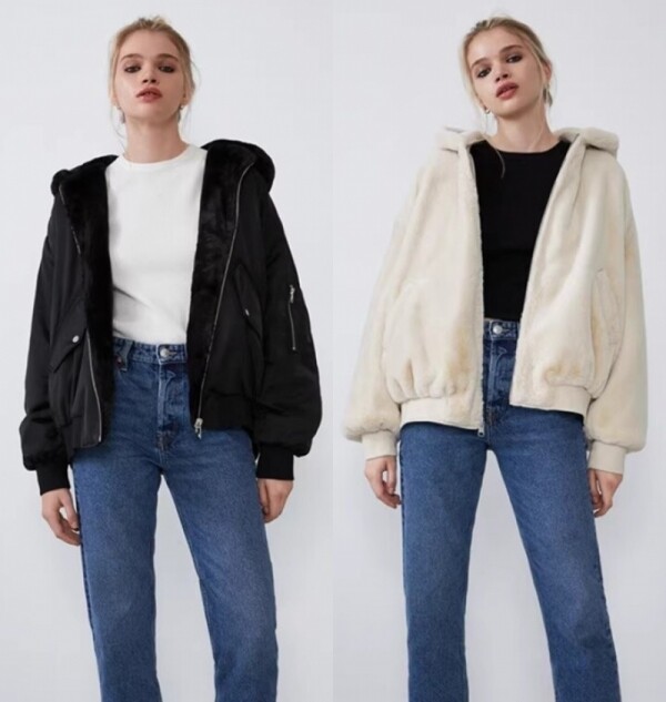 오픈마켓 우리들쇼핑,자라 여성 리버시블 인조밍크 후드 항공 점퍼 4341212