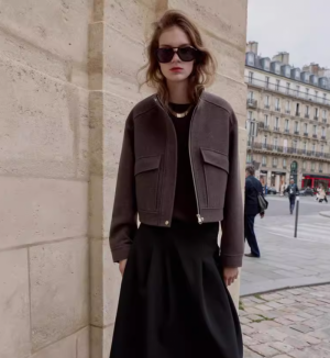 자라 여성 미니멀 소프트 하이넥 하프 크롭 자켓 3046372