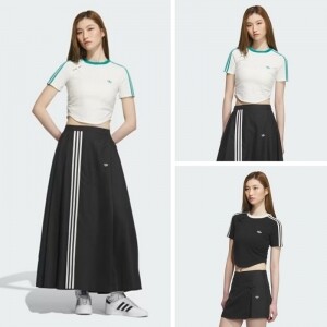 아디다스 티셔츠 크롭 스포츠 반팔 티셔츠 오른쪽 포인트 KC5852 KC5851