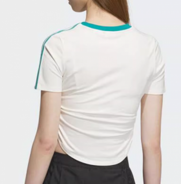 오픈마켓 우리들쇼핑,아디다스 오리지널 우먼스 삼선 크롭 셔링 반팔 티셔츠 KC5852