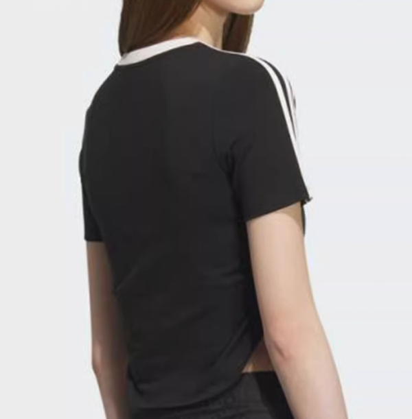 오픈마켓 우리들쇼핑,아디다스 오리지널 우먼스 삼선 크롭 셔링 반팔 티셔츠 블랙 KC5851