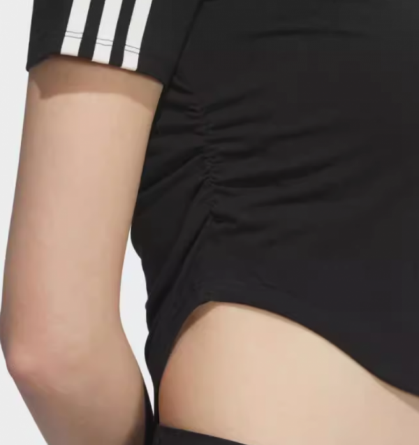 오픈마켓 우리들쇼핑,아디다스 오리지널 우먼스 삼선 크롭 셔링 반팔 티셔츠 블랙 KC5851