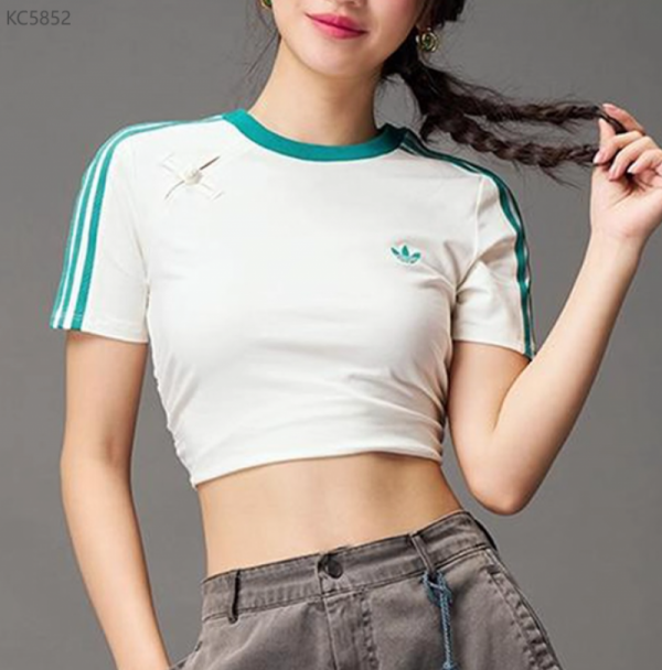 오픈마켓 우리들쇼핑,아디다스 오리지널 우먼스 삼선 크롭 셔링 반팔 티셔츠 KC5852