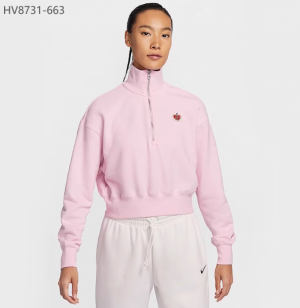 나이키 피닉스 플리스 하프집 크롭 우먼스 캐주얼화 스웻셔츠 HV8731-663