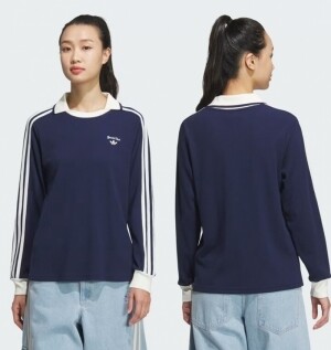 아디다스 ADIDAS 우먼스 니트 롱 슬리브 폴로 카라 긴팔 티셔츠 JM8012