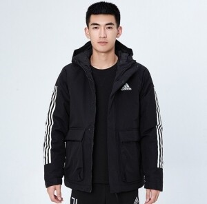 아디다스 유틸리타스 삼선 후드 패딩 블랙 GT1688