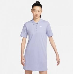 나이키 스포츠웨어 슬림핏 피케이 카라 반팔 여성 원피스 퍼플 FN3708-513